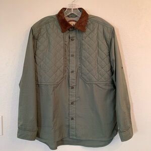 Men's “Woolrich” Olive hunting shirt with Brown Collar- Sportsman Collection